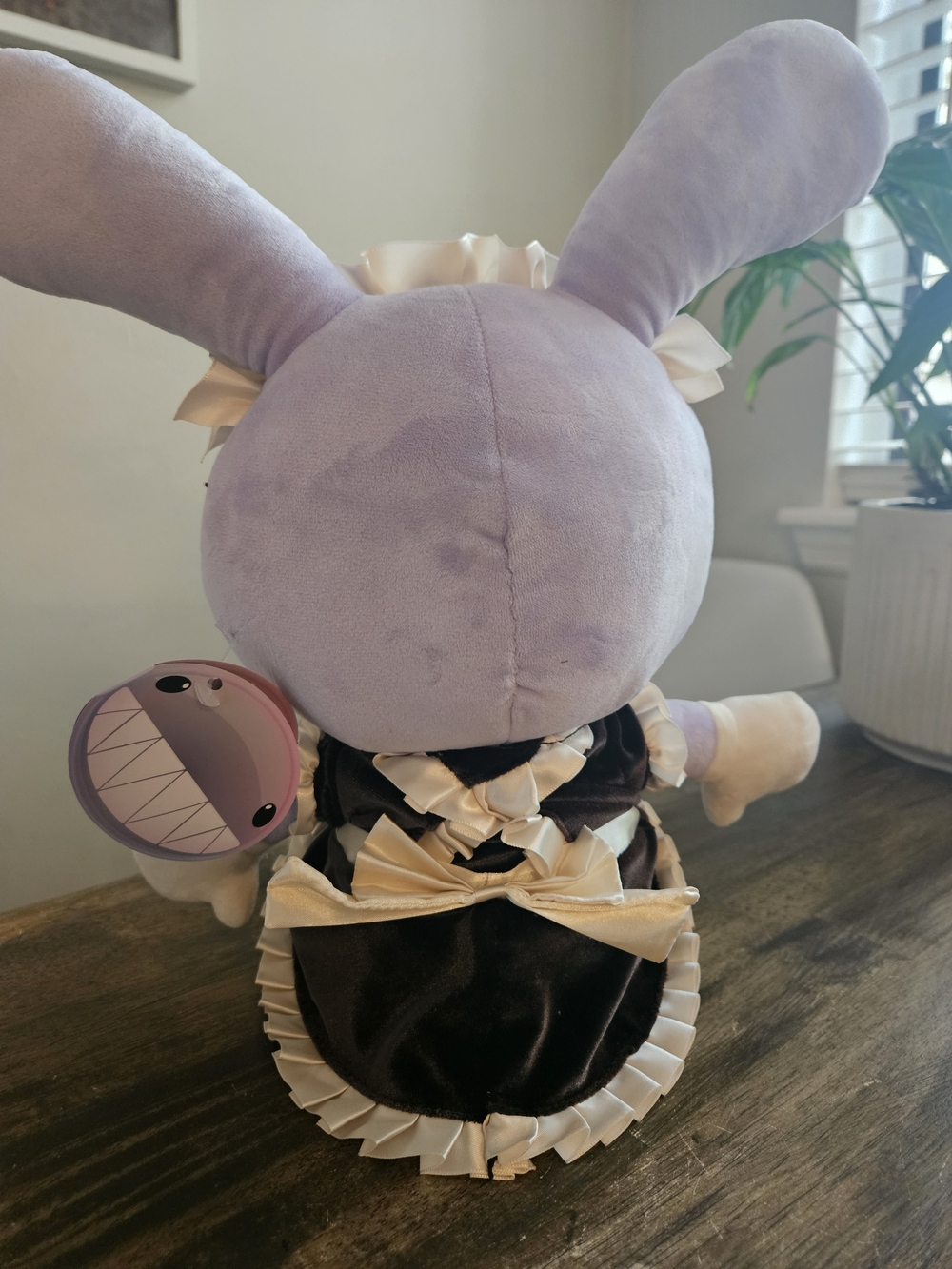 Maid Jax Purple Bunny Plush in Black Maid Outfit with Yellow Eyes and Cream Trim - Picture 2 of 6